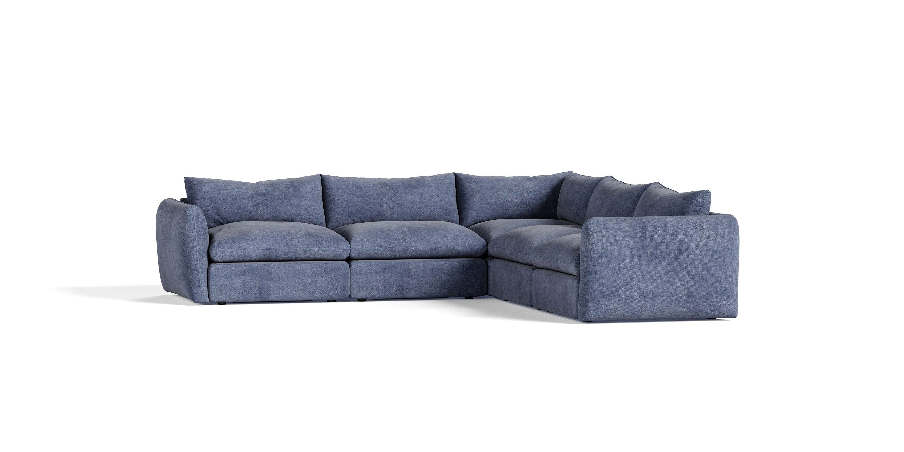 Divani Casa Kinsey Modern Blue Fabric Modular Sectional Sofa 5 Piece Sectional Model VGKK-KF.8035-MOD-NAVY-5-Piece Sectional