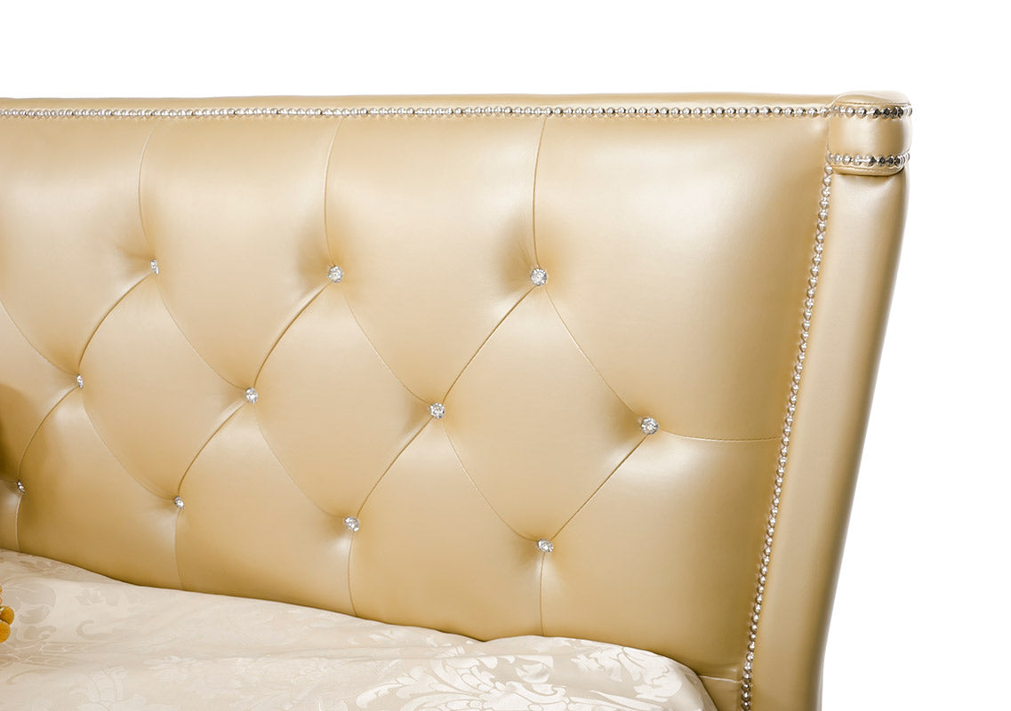 California King Monica Modern Champagne Leather Bed Model VGUNAW227-180-CK