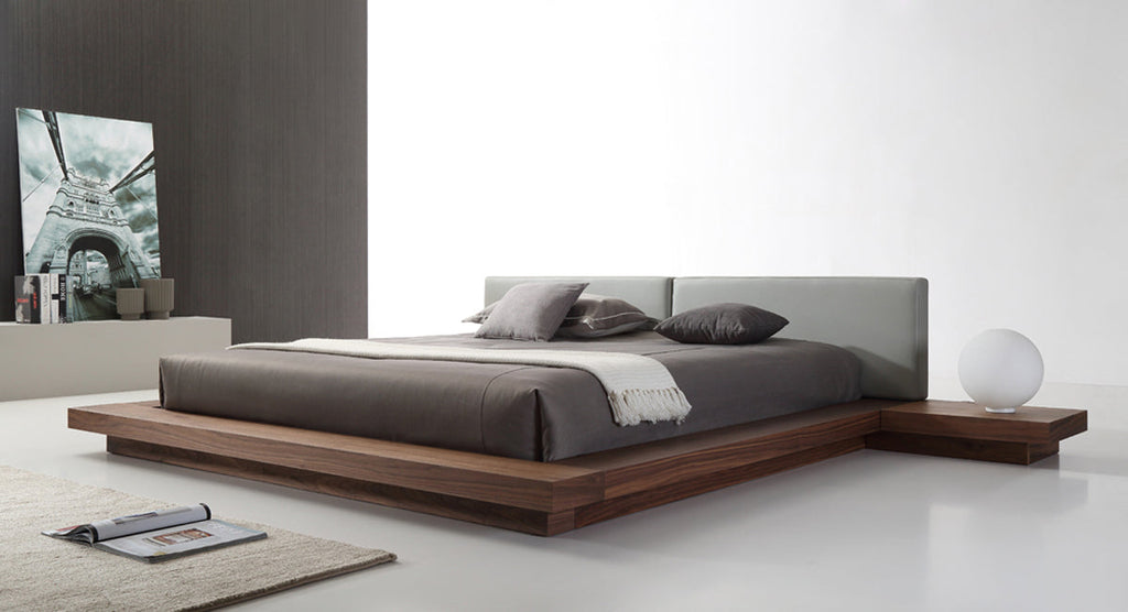 Modrest Opal Modern Walnut & Grey Platform Bed Model VGVCBD855-WALGRY