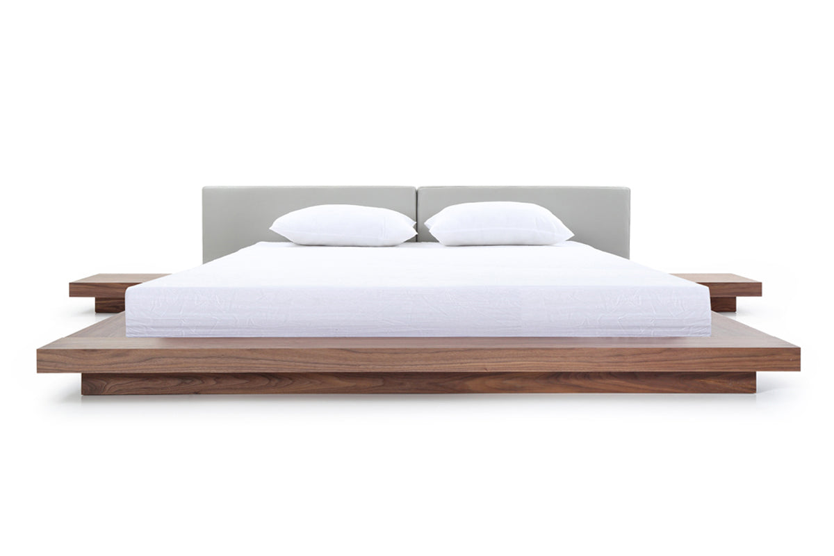 Modrest Opal Modern Walnut & Grey Platform Bed Model VGVCBD855-WALGRY