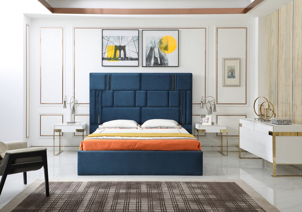 Modrest Adonis Modern Blue Fabric Bed Model VGVCBD096-19