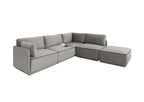 Divani Casa Blythe Modern Light Grey Velvet Sectional Sofa & Ottoman Model VGKNK8596-GRY-SECT