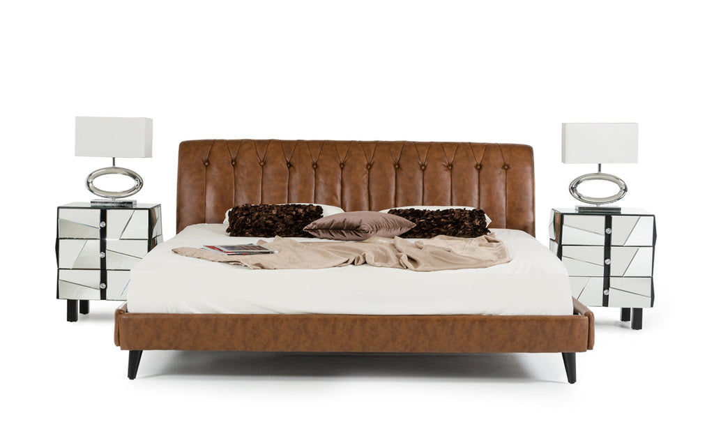 Modrest Bourbon Modern Brown Leather Bed Model VG2TBF-AU01-51