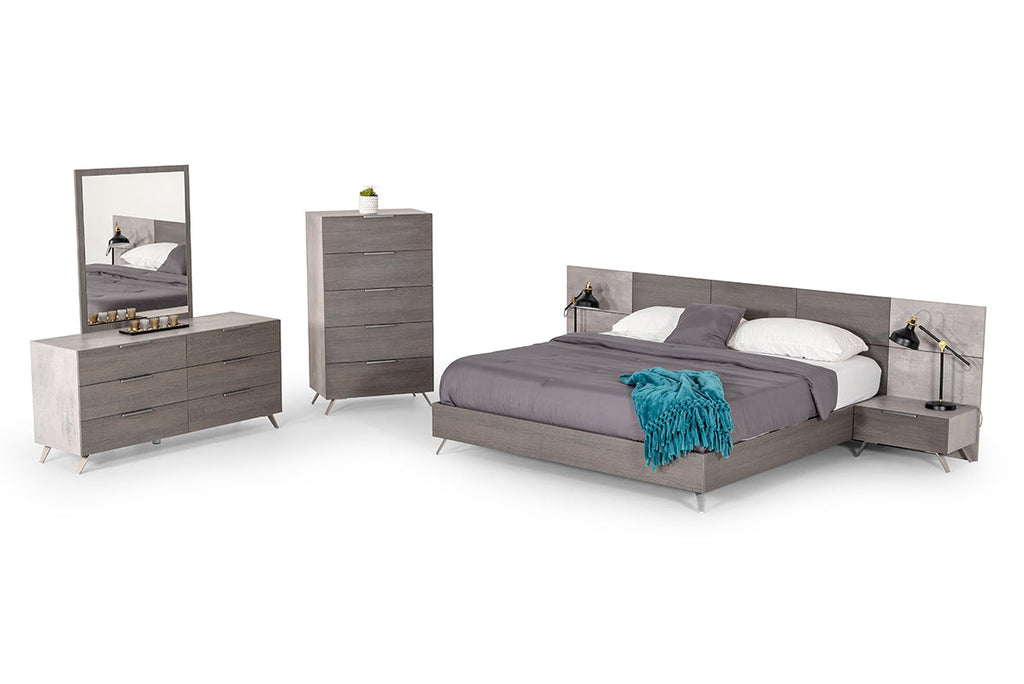 Nova Domus Bronx Italian Modern Faux Concrete & Grey 4 Piece Bedroom Set Model VGACBRONX-4PC-SET