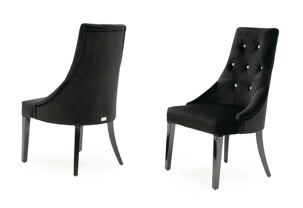 A&X Charlotte Black Velour Dining Chair (Set Of 2) Model VGUNAA031