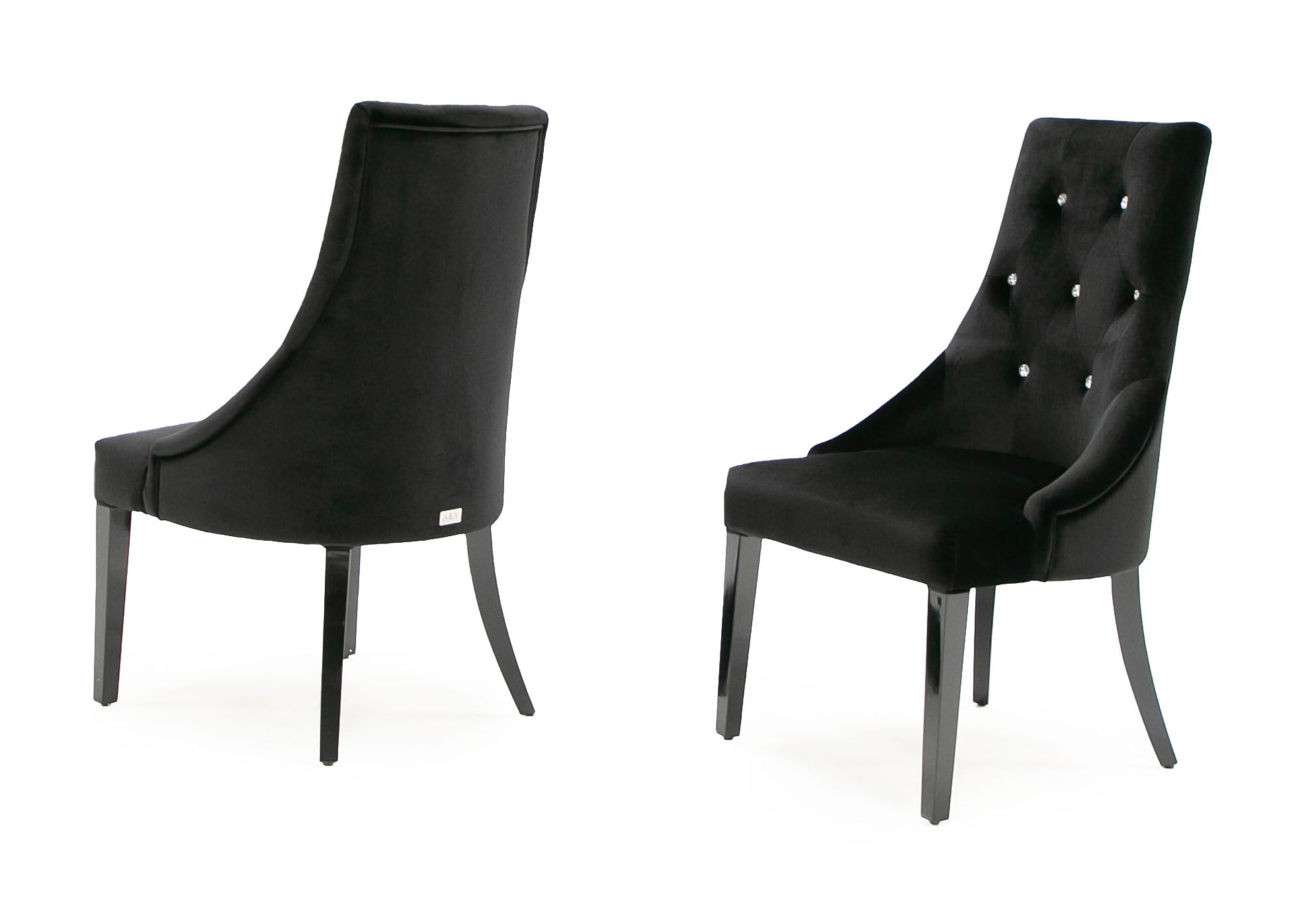 A&X Charlotte Black Velour Dining Chair (Set Of 2) Model VGUNAA031