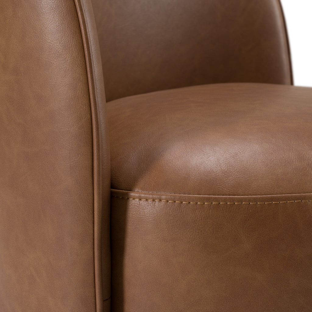 Modrest Correa Modern Brown Vegan Leather Swivel Dining Chair Model VGKK-KF.Y1179-BRN