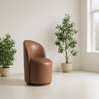 Modrest Correa Modern Brown Vegan Leather Swivel Dining Chair Model VGKK-KF.Y1179-BRN