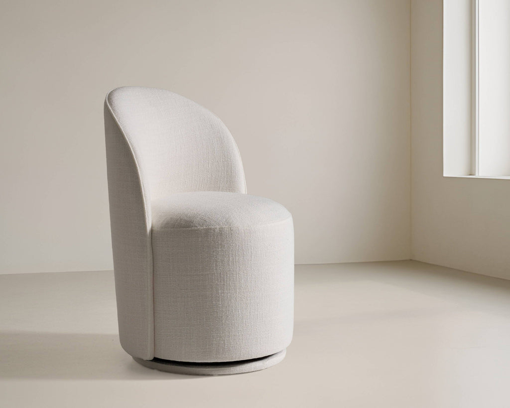 Modrest Correa Modern White Fabric Swivel Dining Chair Model VGKK-KF.Y1179-WHT