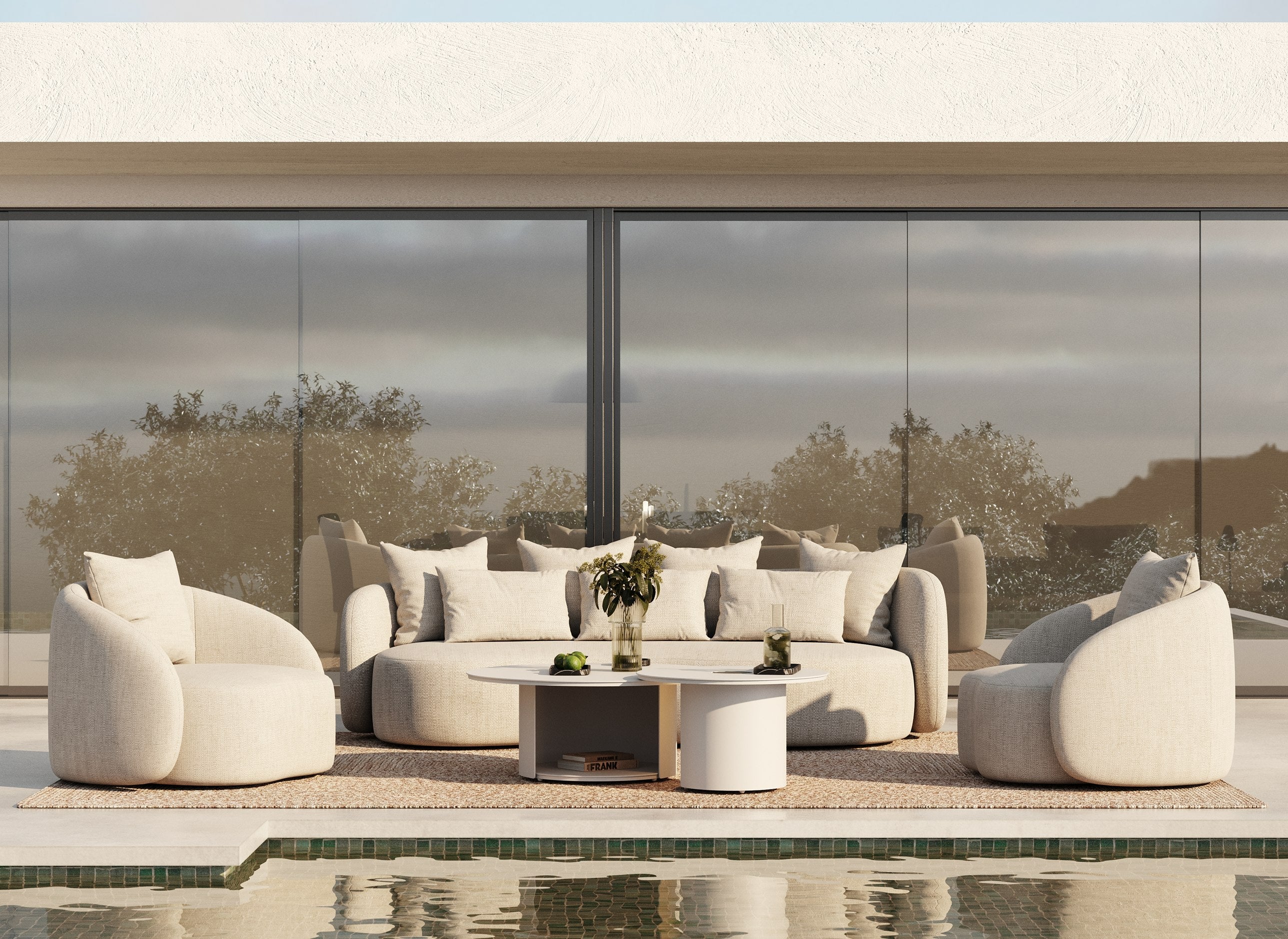 Renava Tabarca Outdoor Beige Fabric 4 Seat Sofa & 2 Chairs Model VGVK-F017-4SEAT-BGE