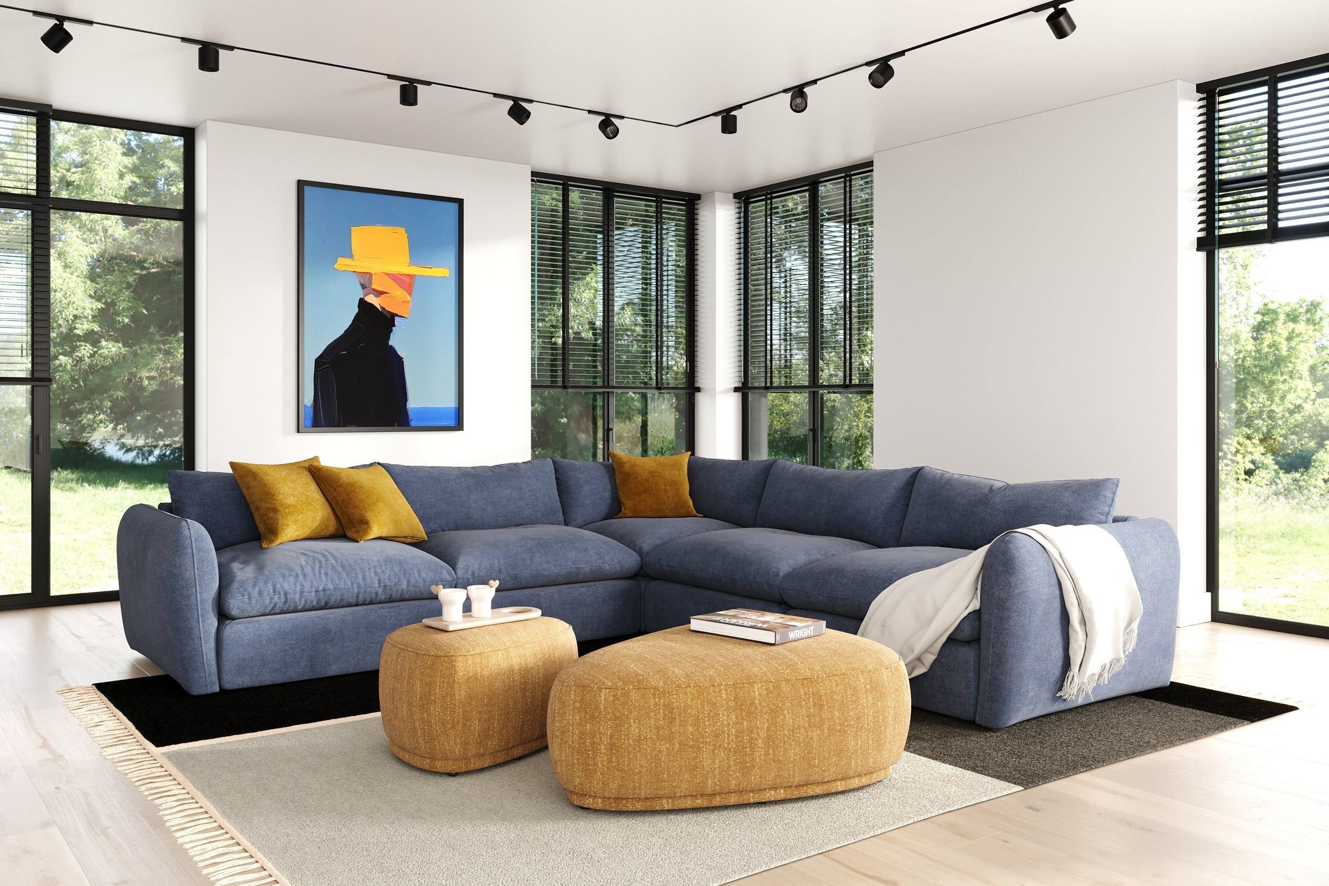 Divani Casa Kinsey Modern Blue Fabric Modular Sectional Sofa Model VGKK-KF.8035-MOD-NAVY