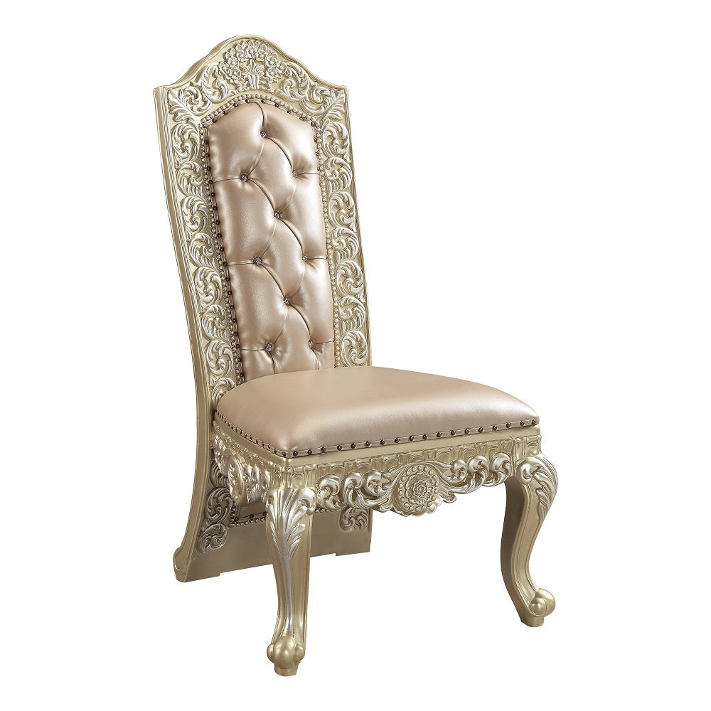 ACME Vatican Synthetic Leather & Champagne Silver Side Chair (Set-2) Model DN00468