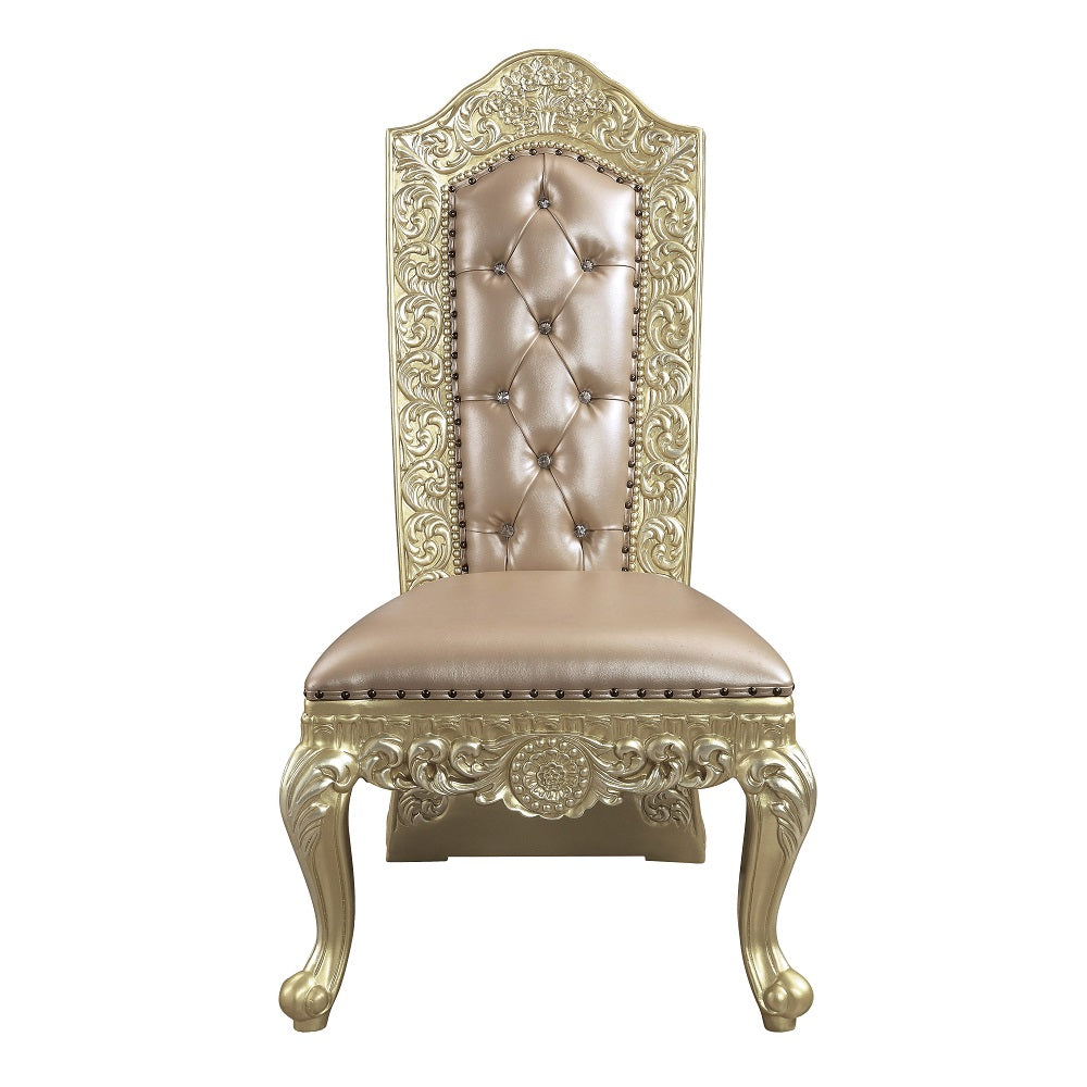 ACME Vatican Synthetic Leather & Champagne Silver Side Chair (Set-2) Model DN00468
