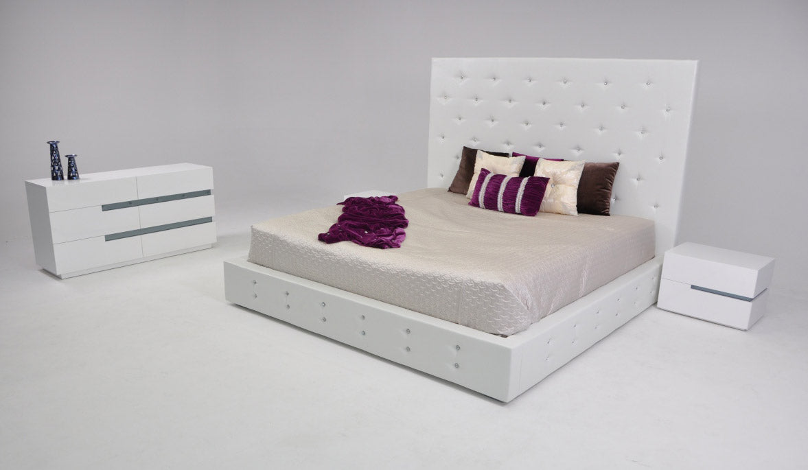 Elbrus White Modern Leather Platform Bed Model VGKCELBRUS-WHT