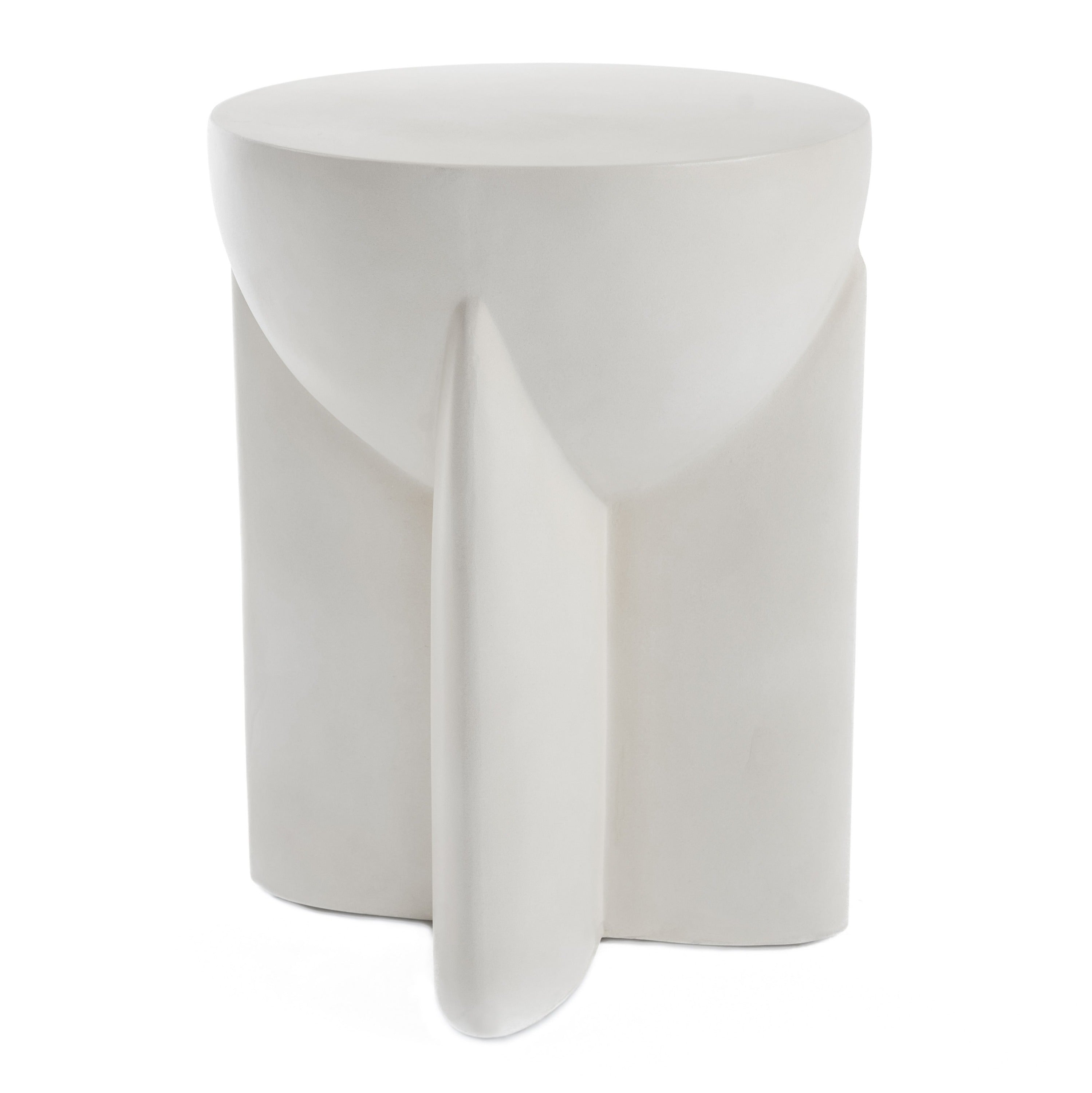 Modrest Elsa Modern Oyster Concrete Round End Table Model VGGR-615436-WHT