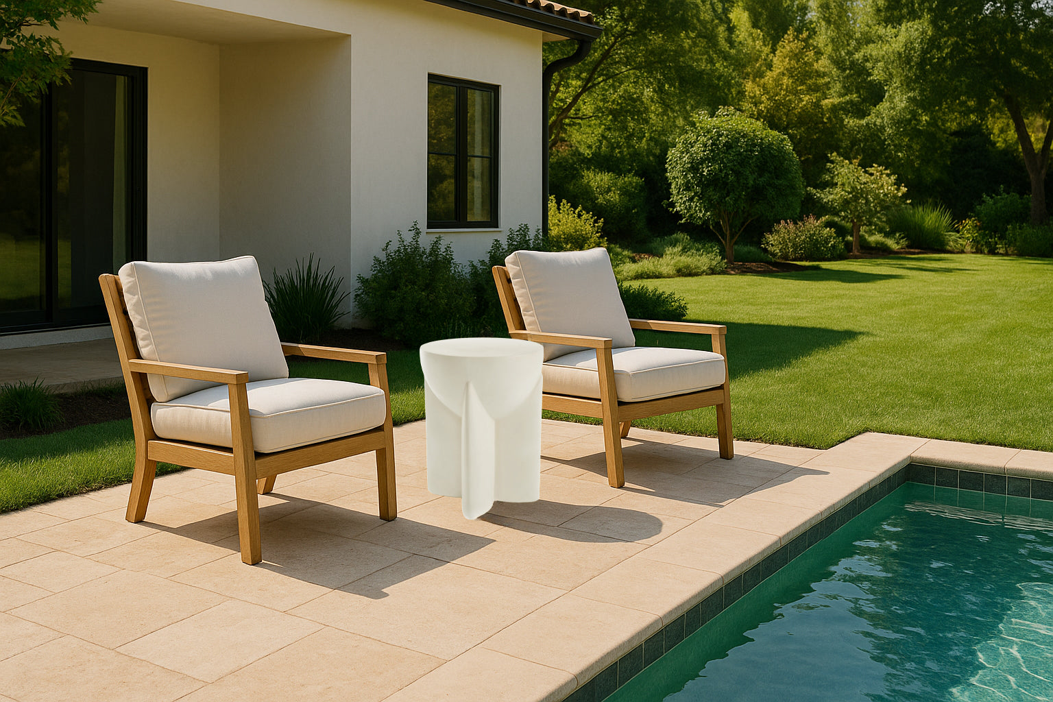 Modrest Elsa Modern Oyster Concrete Round End Table Model VGGR-615436-WHT