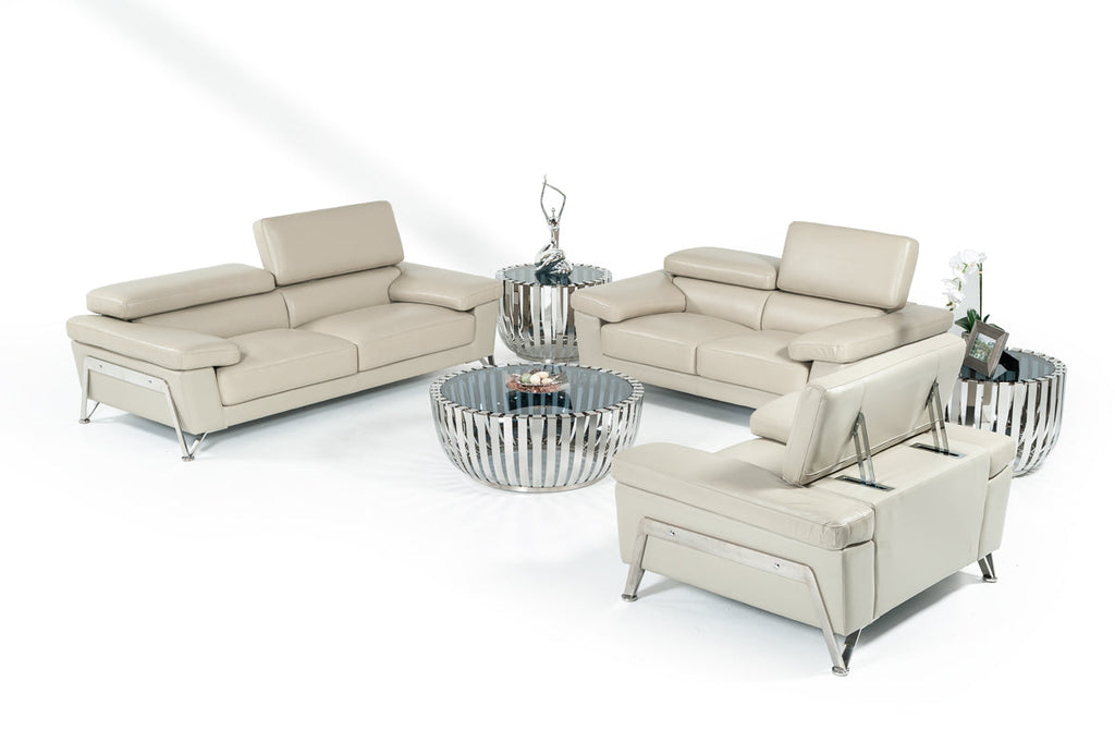 Divani Casa Encore Modern Grey Leather Loveseat Model VG2T0724-LOVE-GRY