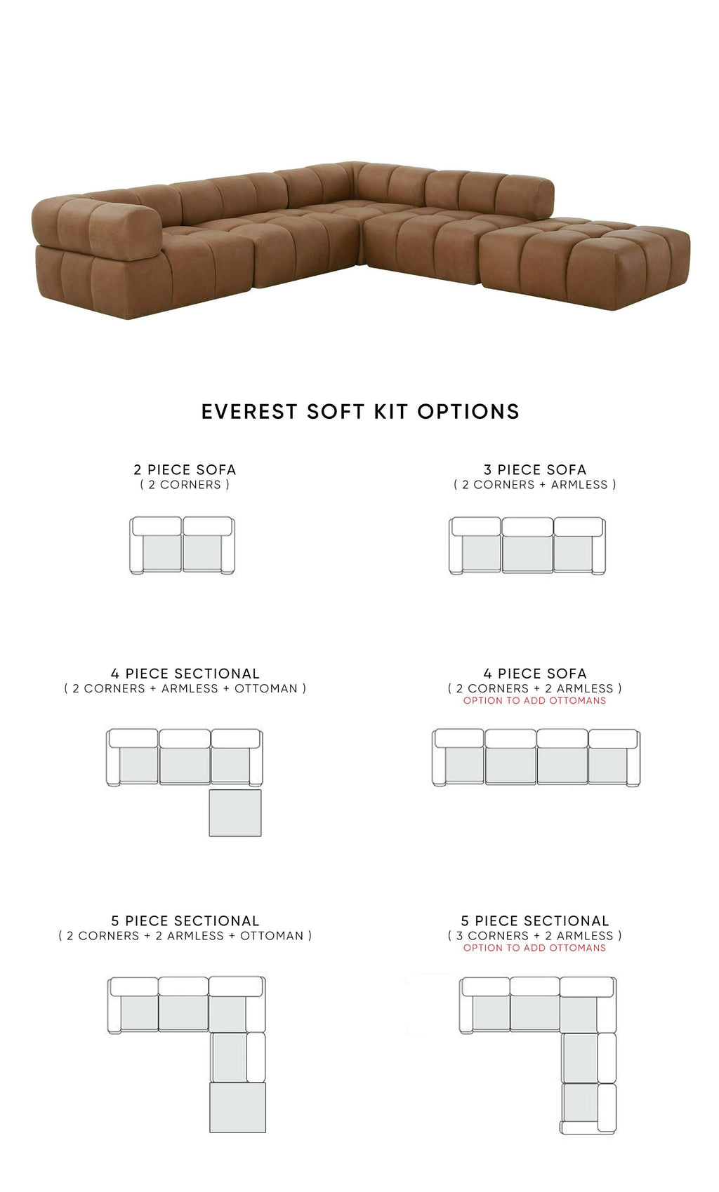 Divani Casa Everest Modern Brown Leather Modular Sectional Sofa Model VGOD-ZW-23118-MOD