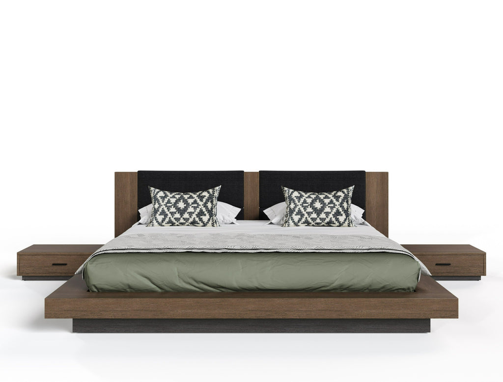 Nova Domus Fantasia Dark Walnut | Dark Grey Bed And Two Nightstands Model VGWDHL-W01-BED-2NS