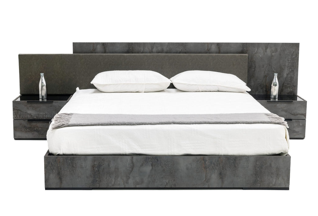 Nova Domus Ferrara Modern Volcano Oxide Grey 4 Piece Bedroom Set Model VGACFERRARA-4PC-SET