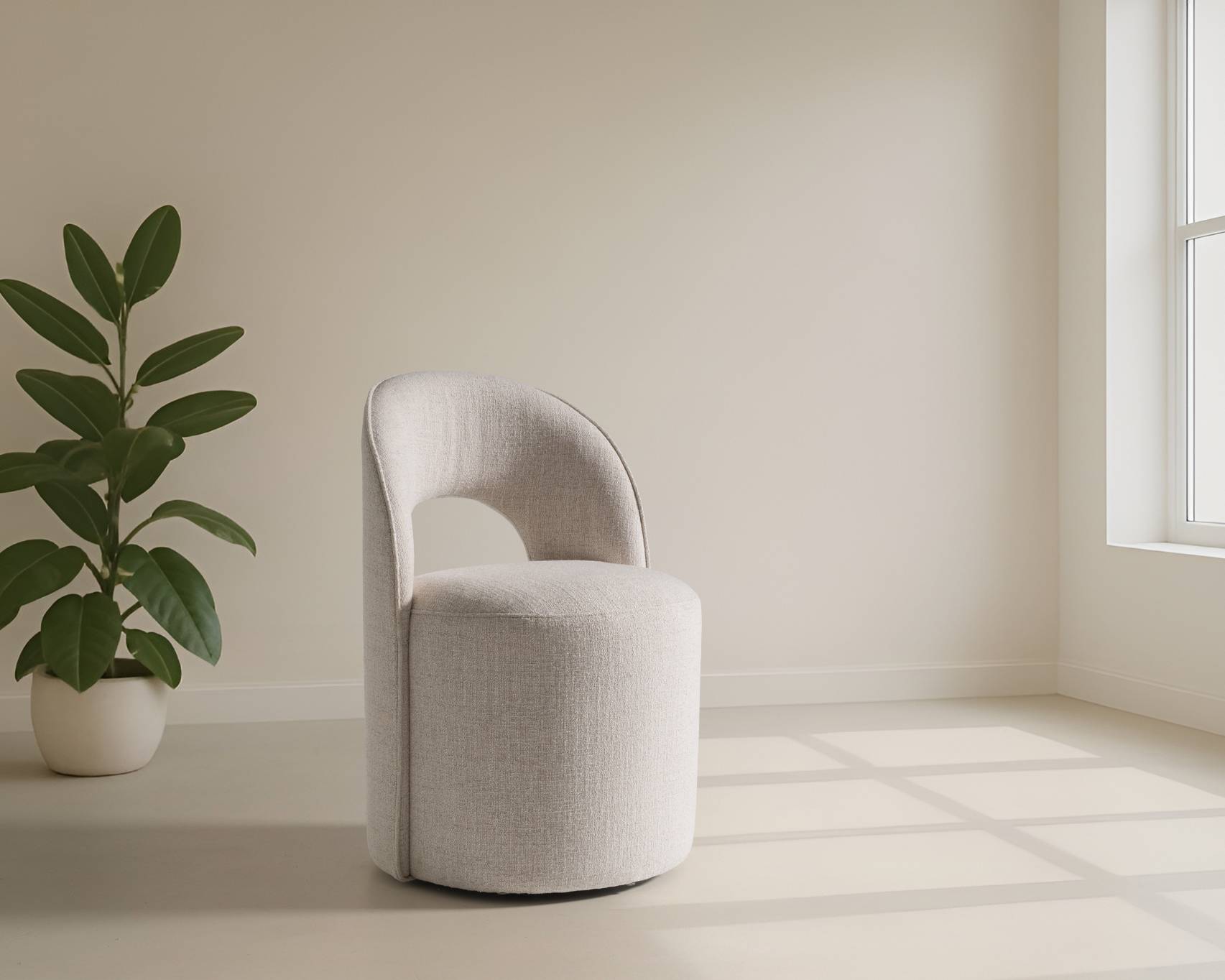 Modrest Gordon Modern Cream Fabric Swivel Dining Chair Model VGKK-KF-Y2176-CRM