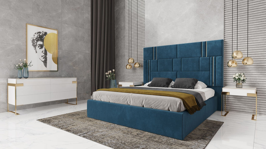 Modrest Adonis Modern Blue Fabric Bed Model VGVCBD096-19