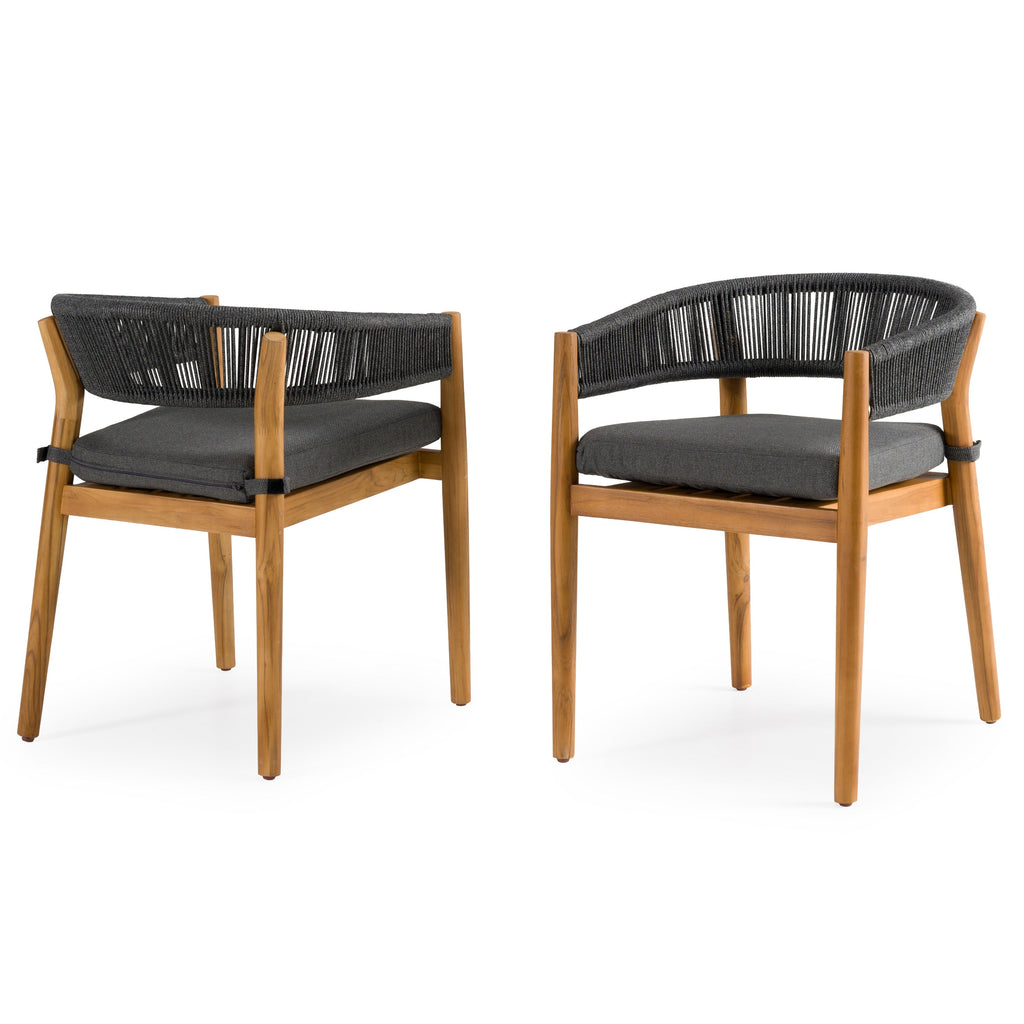 Renava Kamari Outdoor Grey Olefin Fabric & Teak Dining Chair (Set Of 2) Model VGEF-LOIVRE-CHR