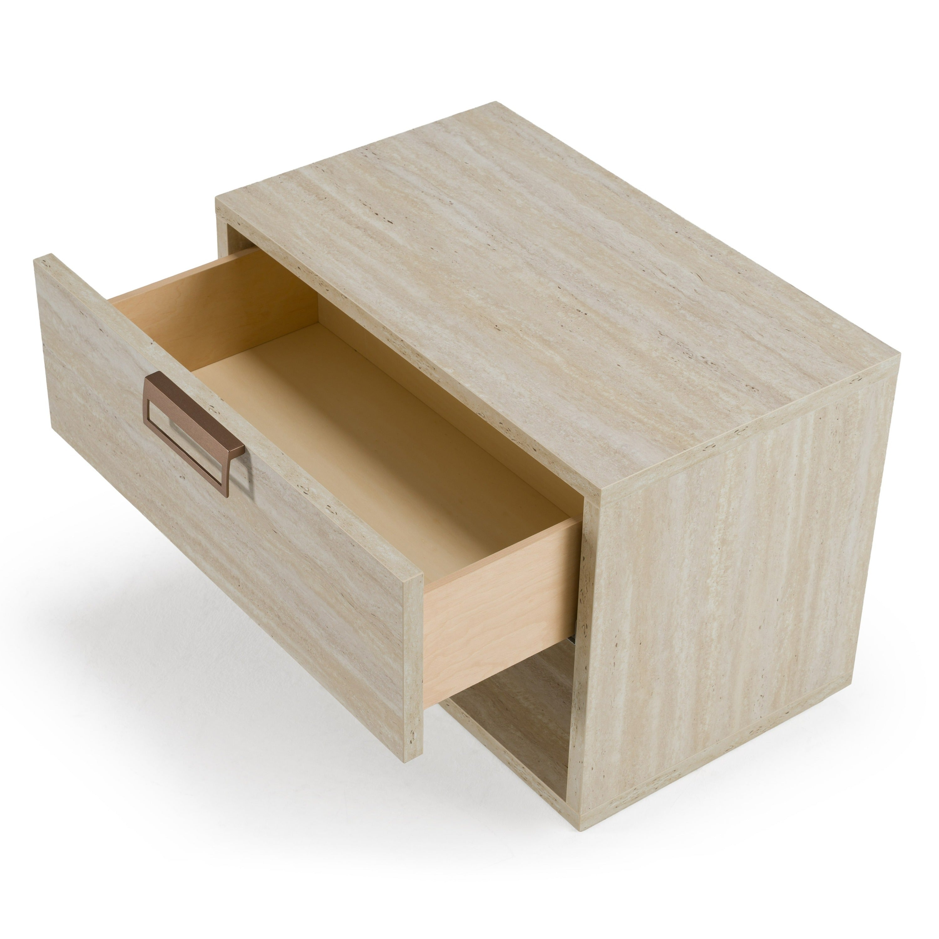 Lamod Italia Lago Modern Faux Travertine Nightstand Model VGAC-LAGO-NS