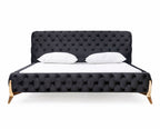 Modrest Legend Modern Black Velvet & Rosegold Bed Model VGVCBD8111-15-BLKROSE-BED