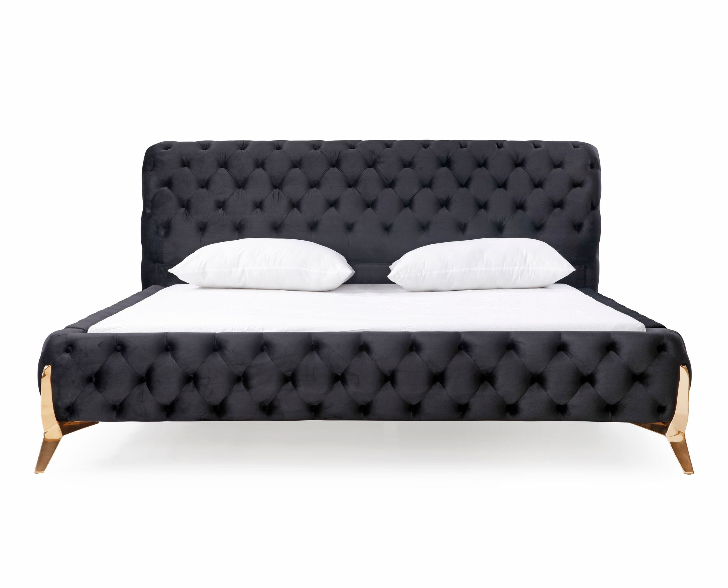 Modrest Legend Modern Black Velvet & Rosegold Bed Model VGVCBD8111-15-BLKROSE-BED