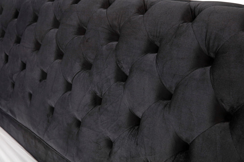 Modrest Legend Modern Black Velvet & Rosegold Bed Model VGVCBD8111-15-BLKROSE-BED