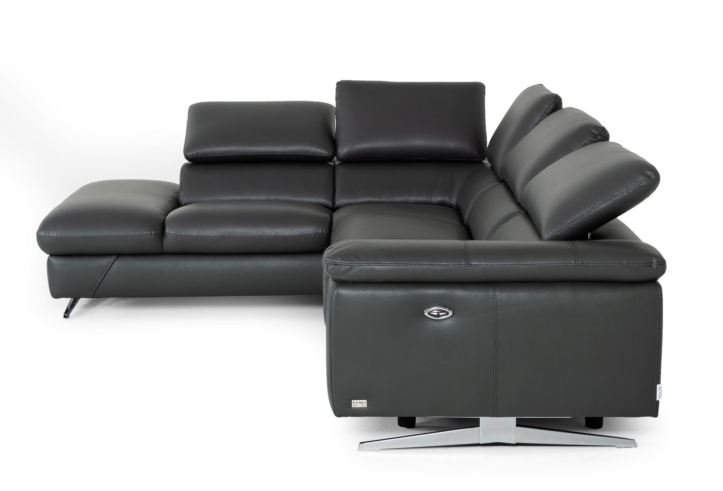 Divani Casa Maine Modern Dark Grey Eco Leather Left Facing Sectional Sofa With Recliner Model VGKNE9104-DK-GRY