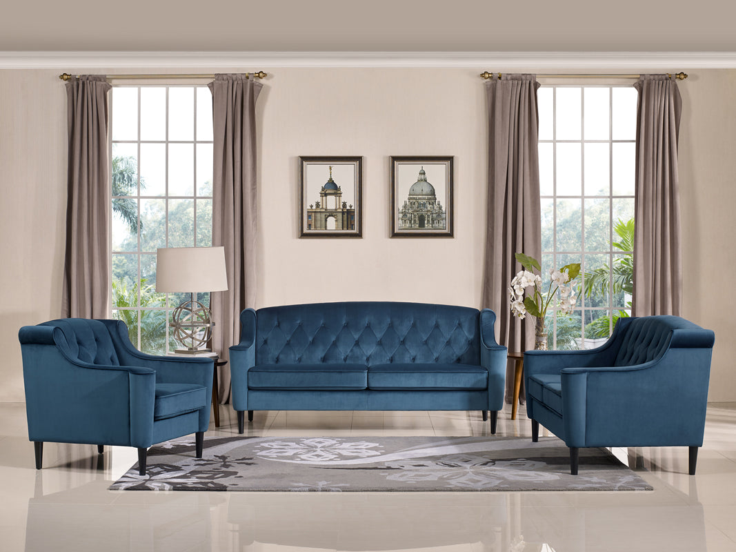 Divani Casa Carly Transitional Blue Velour Loveseat Model VGMB-1702-BLU-LOVE
