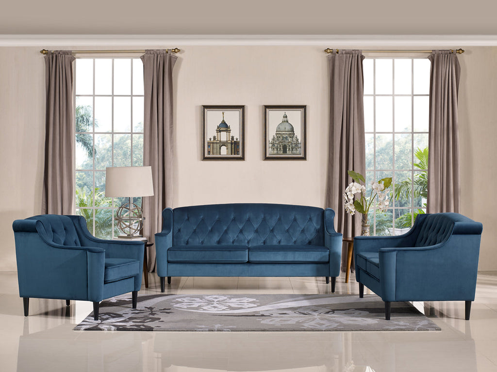 Divani Casa Carly Transitional Blue Velour Chair Model VGMB-1702-BLU-CHR