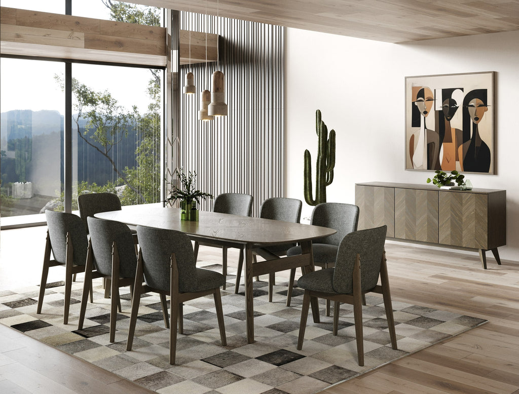 Modrest Costello Mid Century Modern Wenge Dining Table & 8 Chairs Set Model VGMA-MIT-3202-9PC-SET