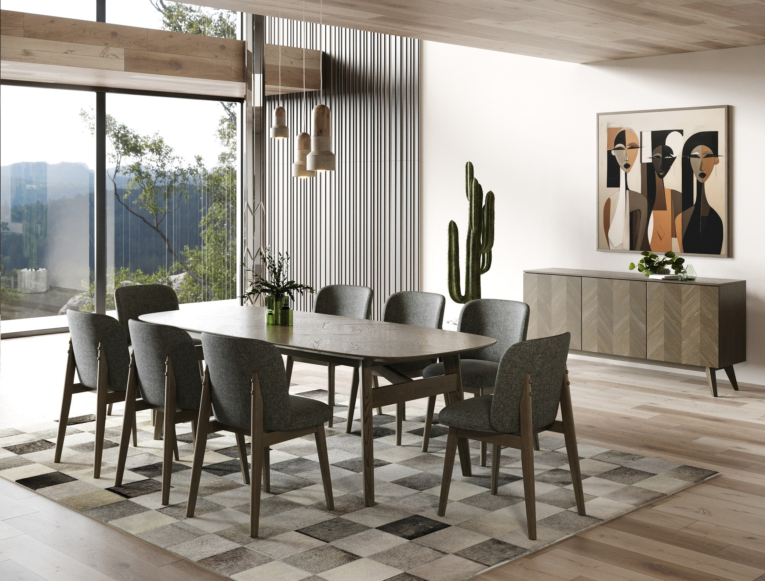 Modrest Costello Mid Century Modern Wenge Dining Table & 8 Chairs Set Model VGMA-MIT-3202-9PC-SET