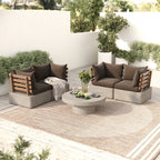 Renava Garza Outdoor Concrete & Teak 2 Piece Corner Set Model VGLBMODU-CORNER-SET
