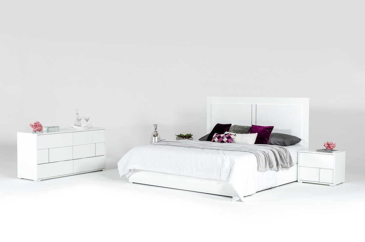 Modrest Nicla Italian Modern White Bed Model VGACNICLA-BED