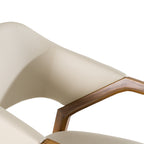 Modrest Ocasio Mid Century Modern Cream Vegan Leather & Walnut Dining Chair Model VGCS-ACH-17090-CRM