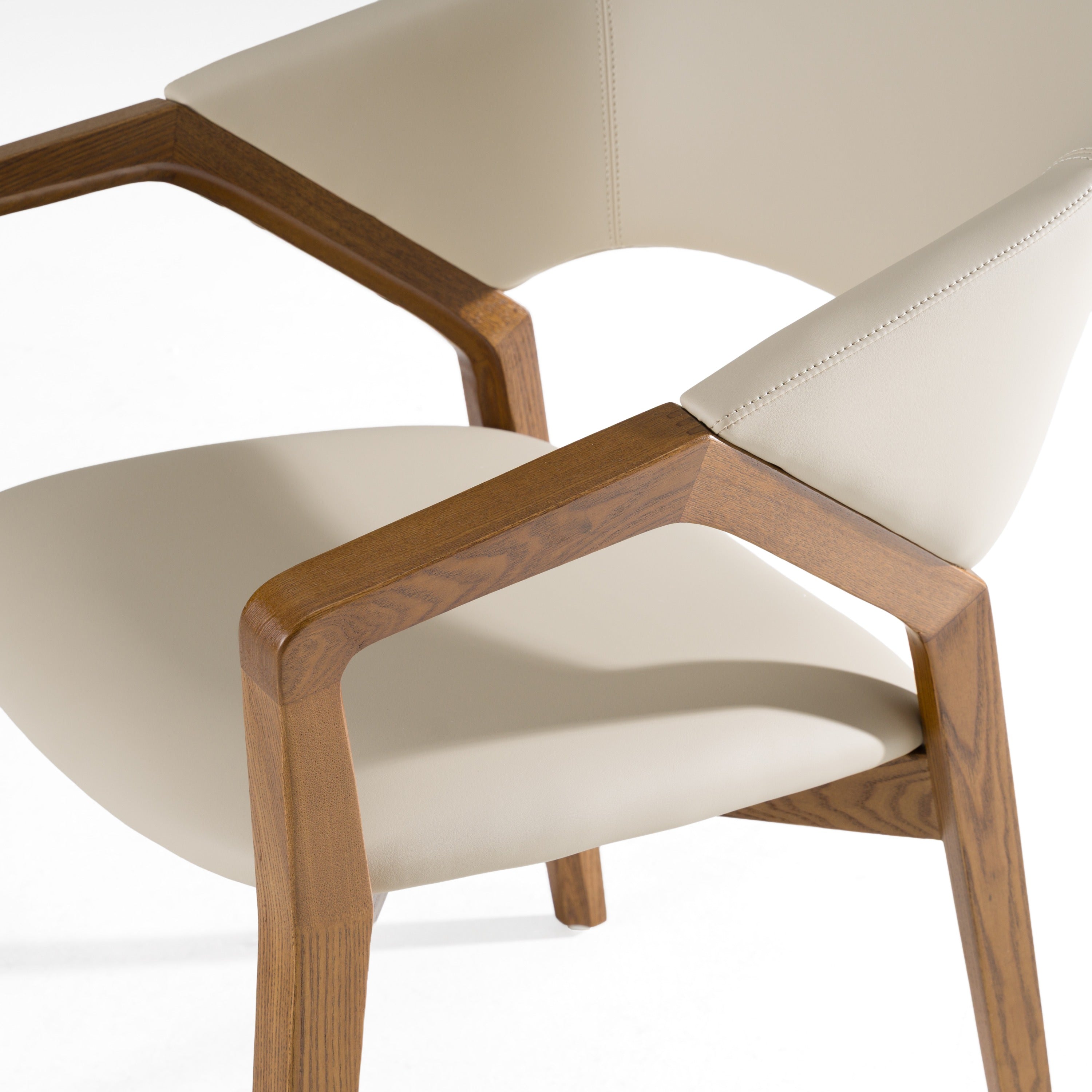 Modrest Ocasio Mid Century Modern Cream Vegan Leather & Walnut Dining Chair Model VGCS-ACH-17090-CRM