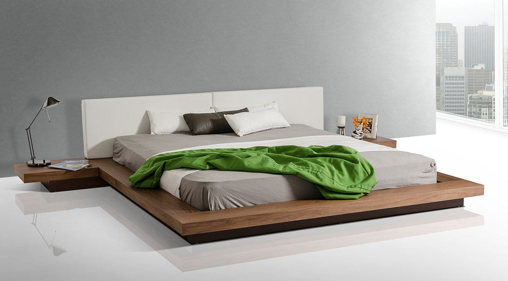 Modrest Opal Modern Low Profile Walnut Platform Bed Model VGKCHB39-WAL