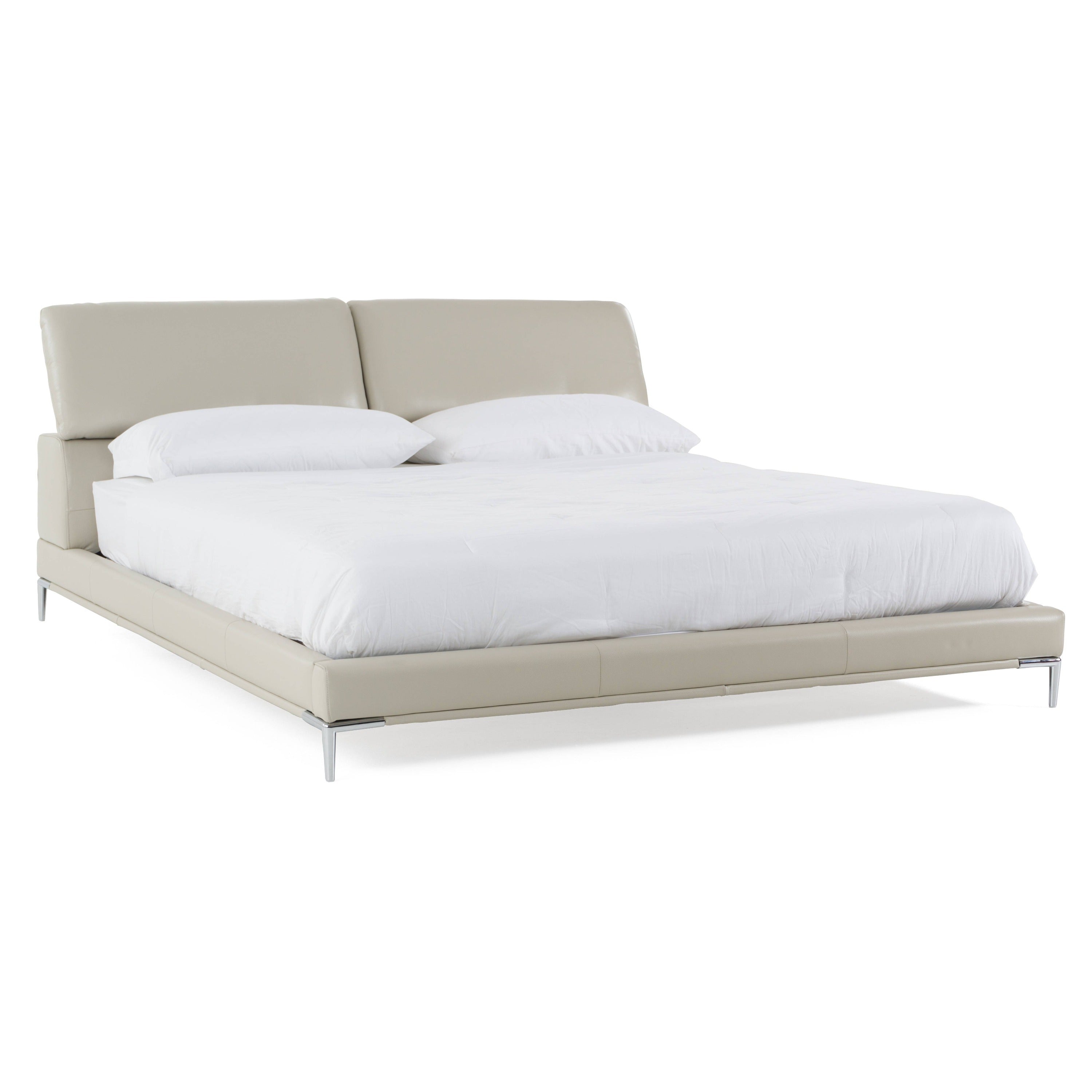 Modrest Pearson Modern Light Grey Leather Bed Model VGKK-B-177-BED-GRY