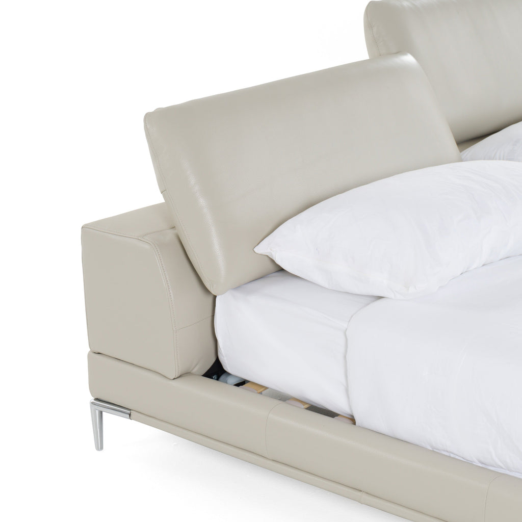 Modrest Pearson Modern Light Grey Leather Bed Model VGKK-B-177-BED-GRY