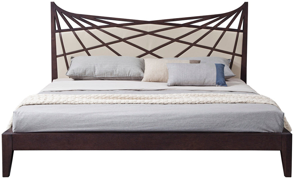 Eastern King Modrest Prism Modern Brown & Beige Bonded Leather Bed Model VGWCC585A-EK