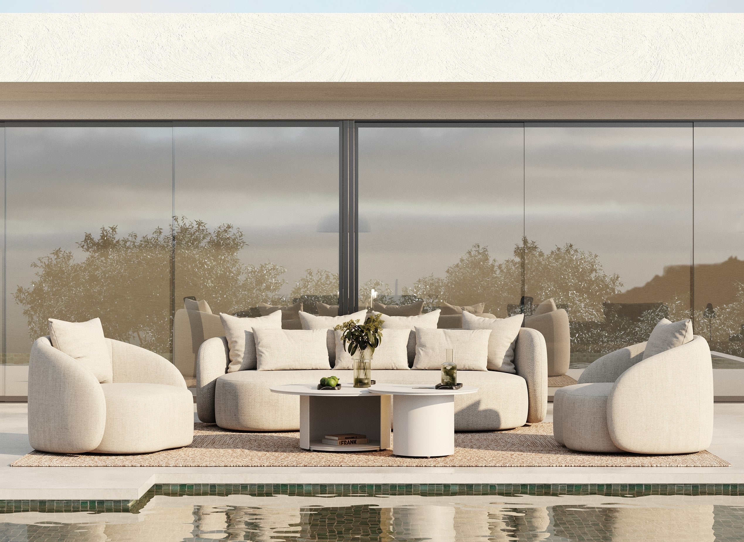 Renava Tabarca Outdoor Beige Fabric 4 Seat Sofa & 2 Chairs Model VGVK-F017-4SEAT-BGE