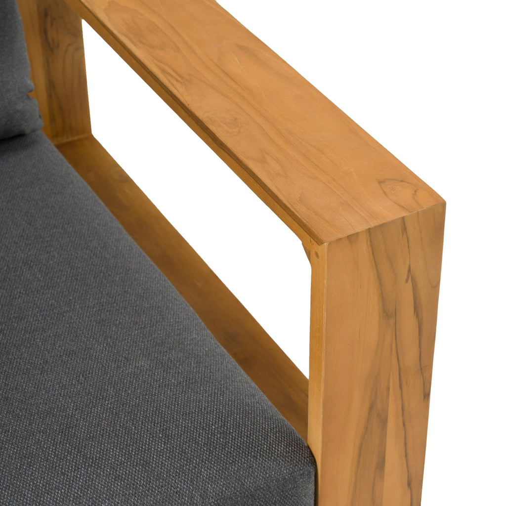 Renava Santorini Outdoor Grey Olefin Fabric & Natural Teak Sofa Set Model VGEF-CROVIE-SET