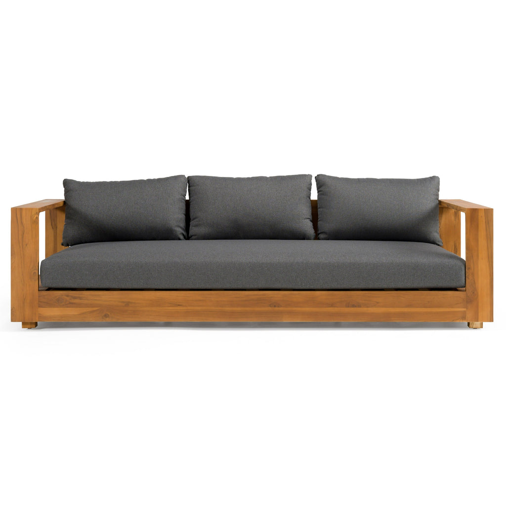 Renava Santorini Outdoor Grey Olefin Fabric & Natural Teak Sofa Set Model VGEF-CROVIE-SET