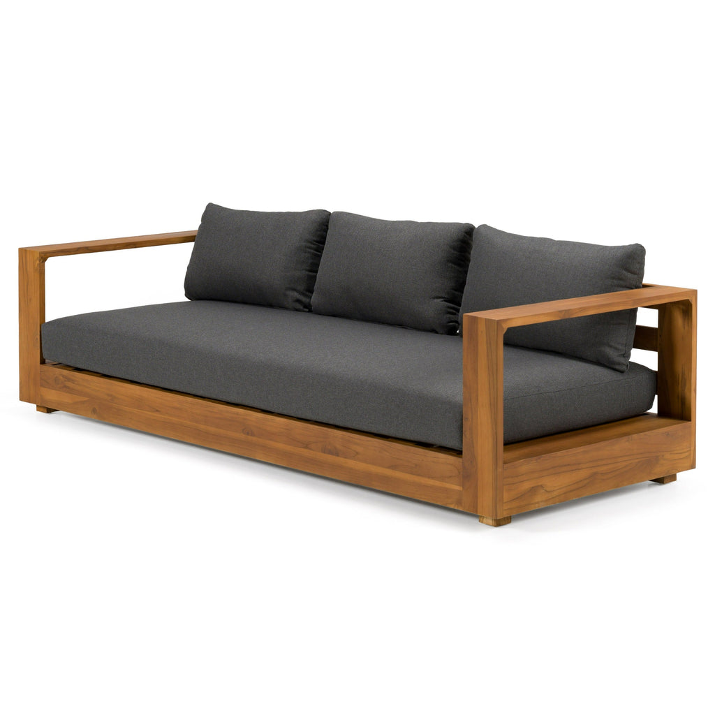 Renava Santorini Outdoor Grey Olefin Fabric & Natural Teak Sofa Set Model VGEF-CROVIE-SET