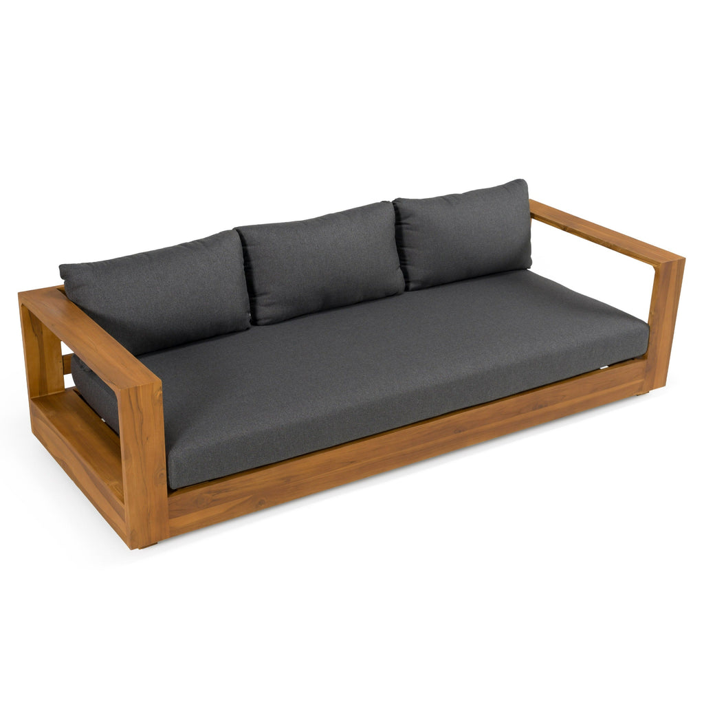 Renava Santorini Outdoor Grey Olefin Fabric & Natural Teak Sofa Set Model VGEF-CROVIE-SET