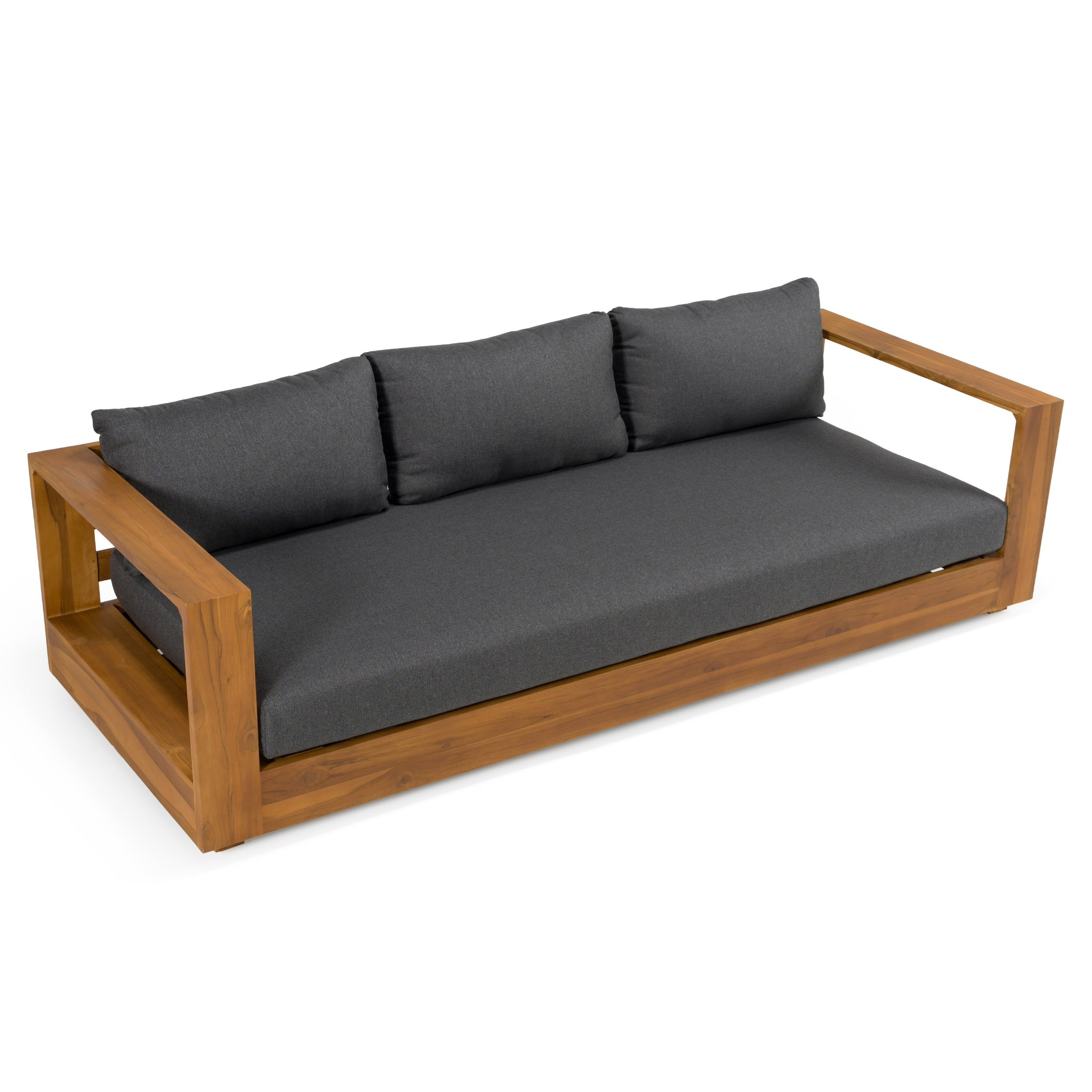 Renava Santorini Outdoor Grey Olefin Fabric & Natural Teak Sofa Set Model VGEF-CROVIE-SET